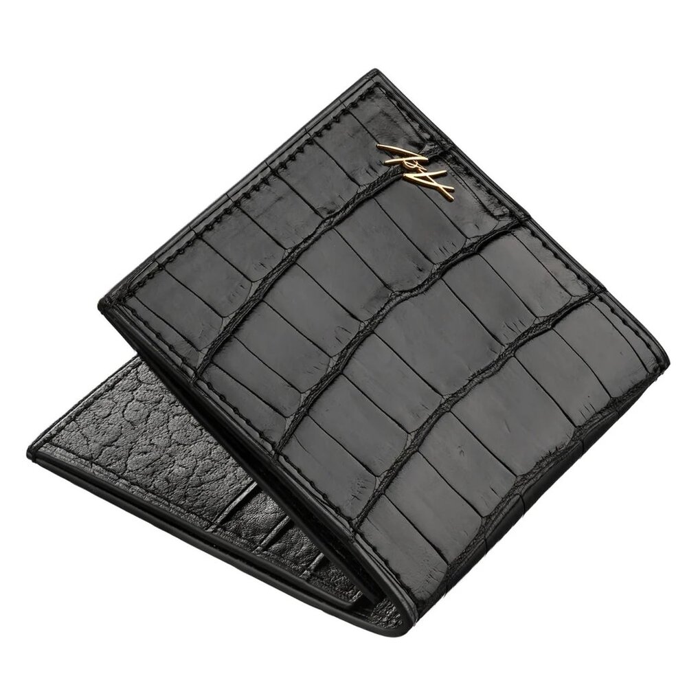 Luxury Alligator Leather Wallet – Handmade Slim Minimalist Black Wallet
